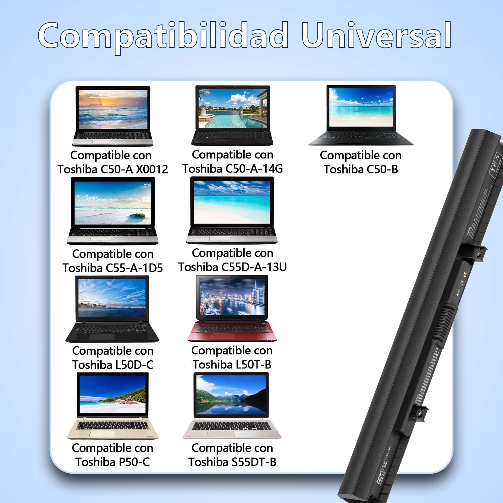 3150mAh Batería para Toshiba Satellite L50 L50-B PA5185U-1BRS C50-B L50D L50C PA5186U-1BRS PA5195U-1BRS PA5184U-1BRS C50 C50-B-14D C55 [45wh / 4Cells]