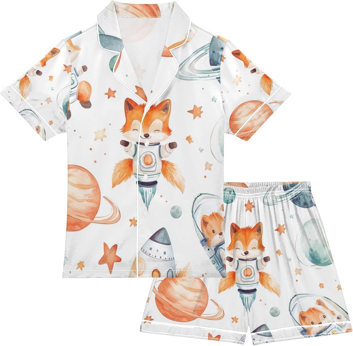 Silk Pajamas Sets Soft Satin 2 Piece Pjs Set Short Sleeve Sleepwear Nightwear