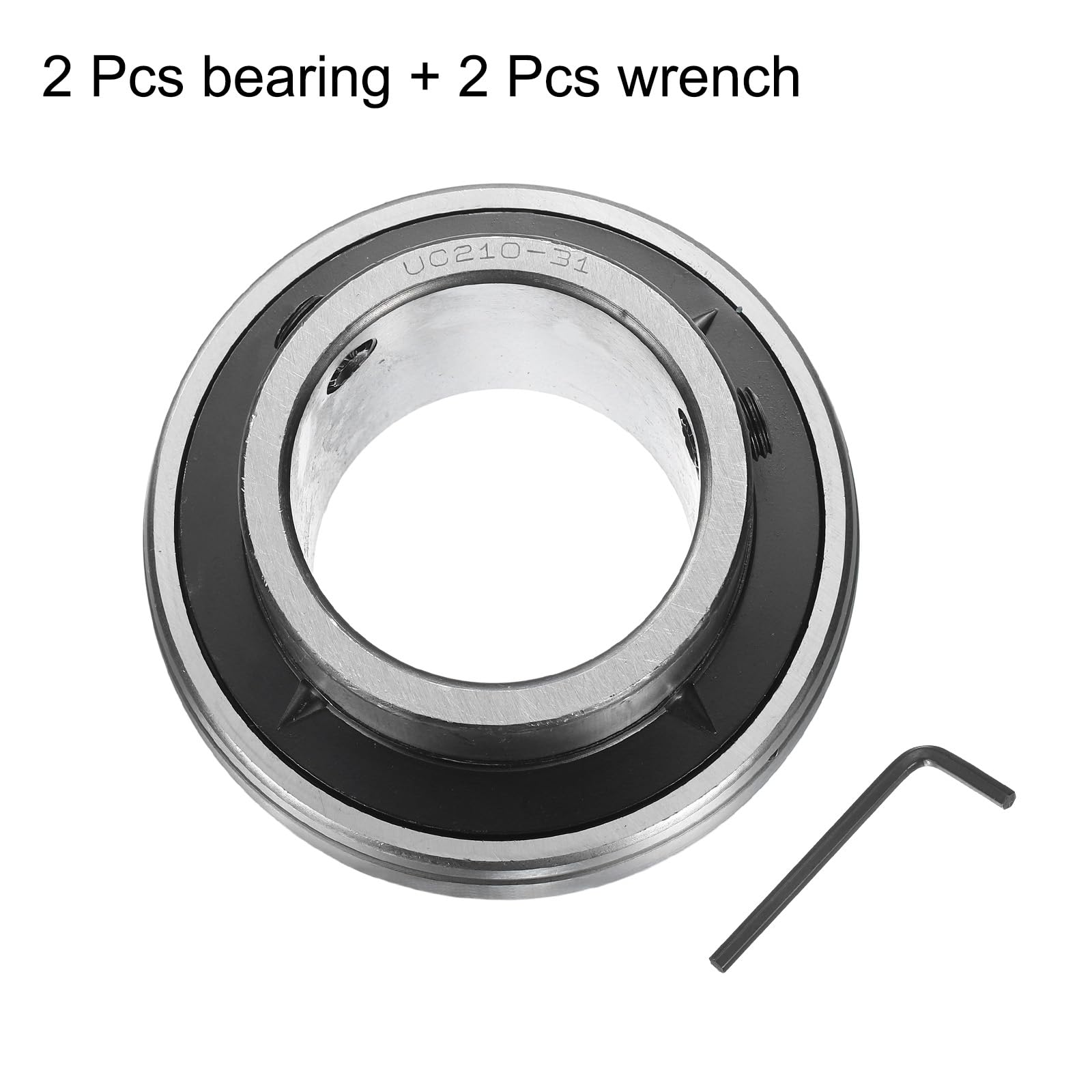 QUARKZMAN 2Pcs UC210-31 Roulements à Semelle 1-15/16" Unités de Roulement en Acier Chromé (Gcr15) Logement de Roulement Monté Sur Bride avec Clé