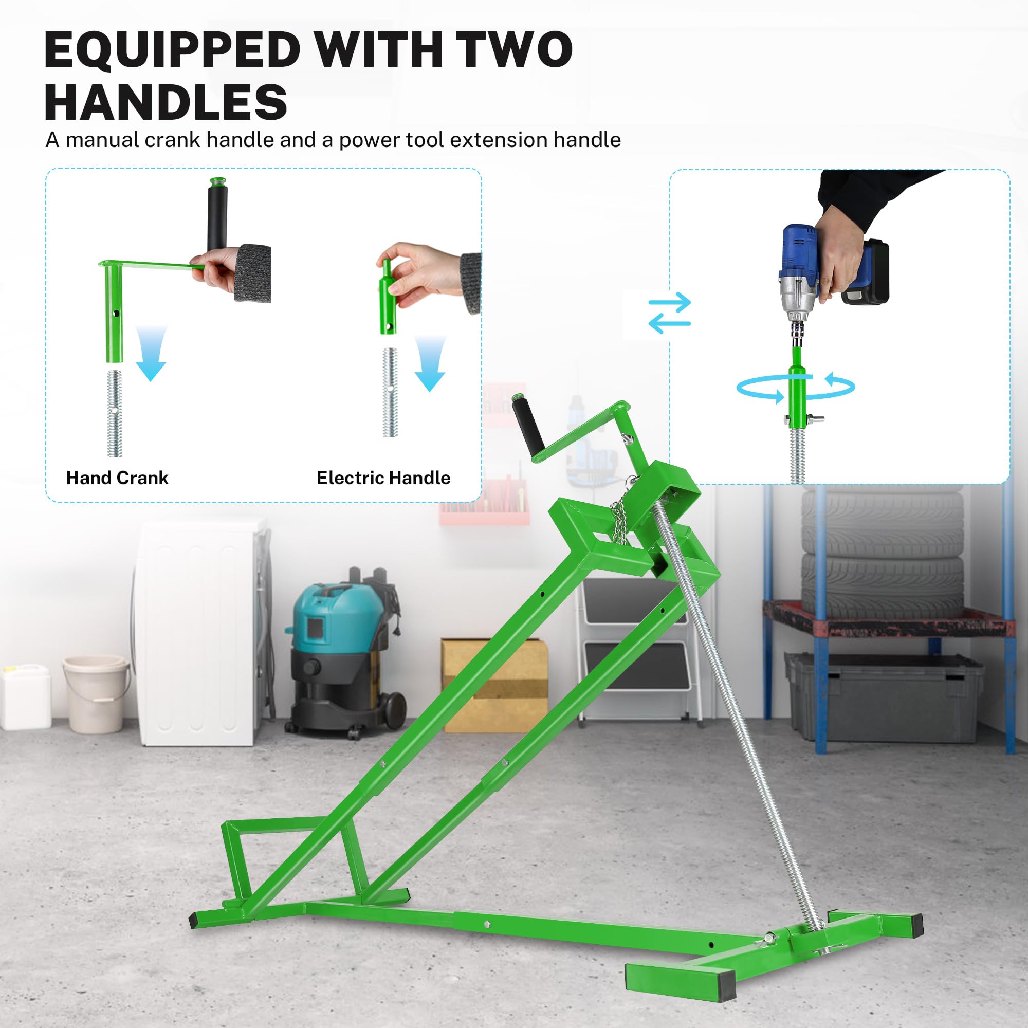 880 Lbs Capacity Telescopic Riding Lawn Mower Lift Jack – Foldable Design with Hand Crank & Electric Handle for Lawn mowers and Garden Tractors - 5