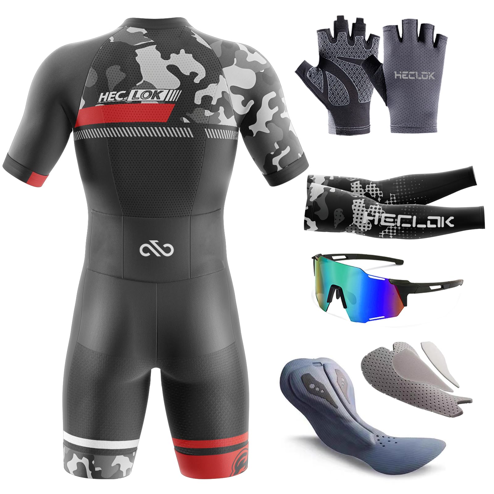 Combinaison de Cyclisme rembourrée à Manches Courtes pour Homme，Combinaison de Triathlon à Manches Courtes pour entraînement à vélo, Course de vélo, vêtements de Cycliste