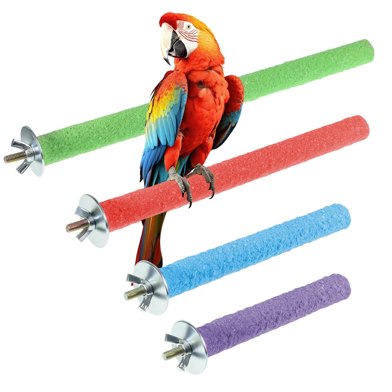 4 Pcs Parrot Perches, Wood Bird Cage Perch Stand Pet Toy Paw Grinding Stick Bird Platform Cage Accessories for Small Medium Birds Like Budgies Parakeet Cockatiel Conure Lovebird Canary (Color Random)