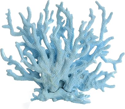 5Pcs Vivid Coral Ornament Realistic Underwater Craft for Fish Tank Landscaping Lightweight Aquarium Fake Coral Decor,Blue,Large