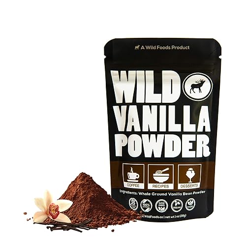 Wild Vanilla Bean Powder - Vainilla pura natural de Madagascar - Para hornear cocinar café saborizante y batidos - Sin gluten sin endulzar