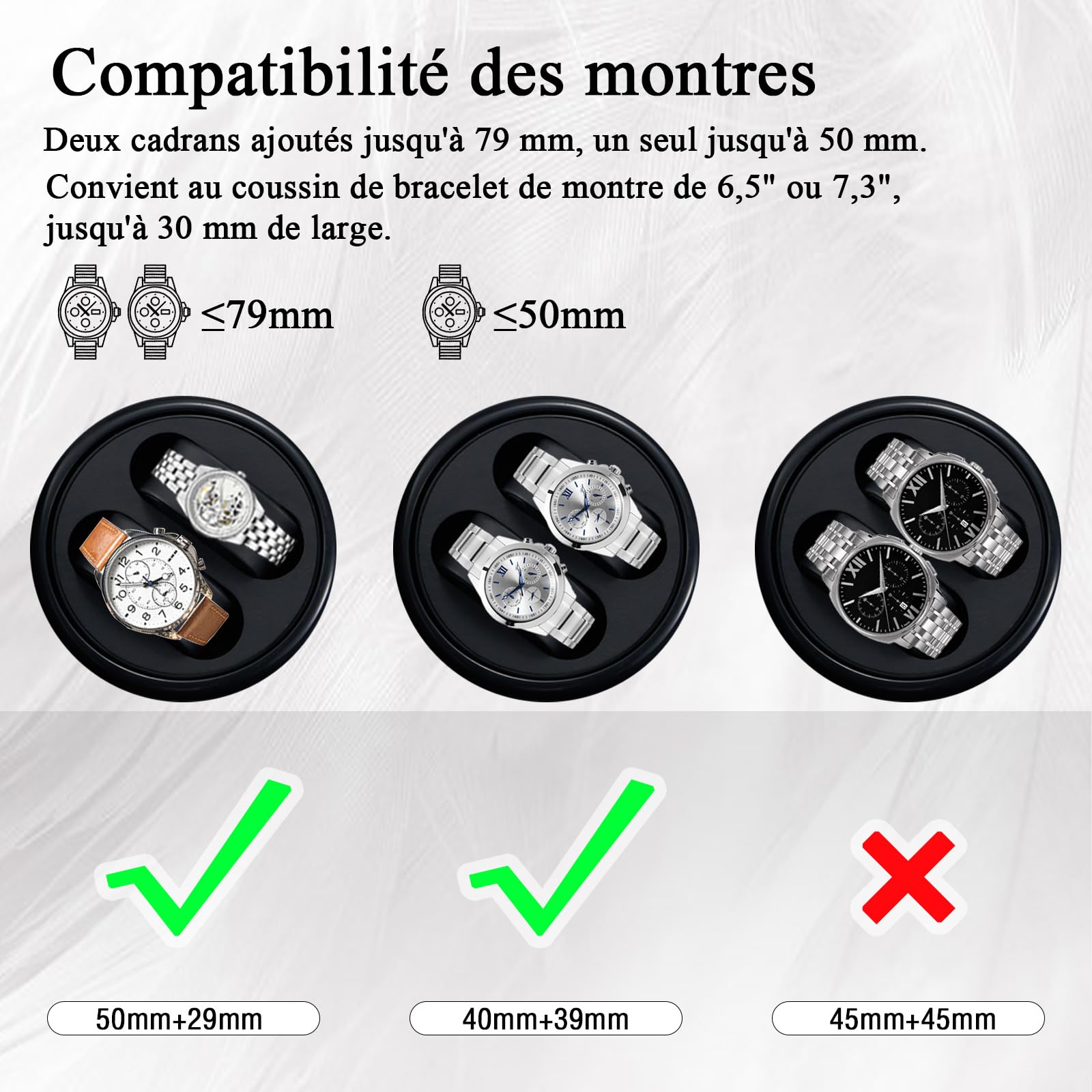 Remontoir Montre Automatique Rotate Remontoir à Montres 4 + 6 Boîte à Remontoir de Rangement en Le Bois avec Moteur Silencieux pour Remontage Mécanique de Montre