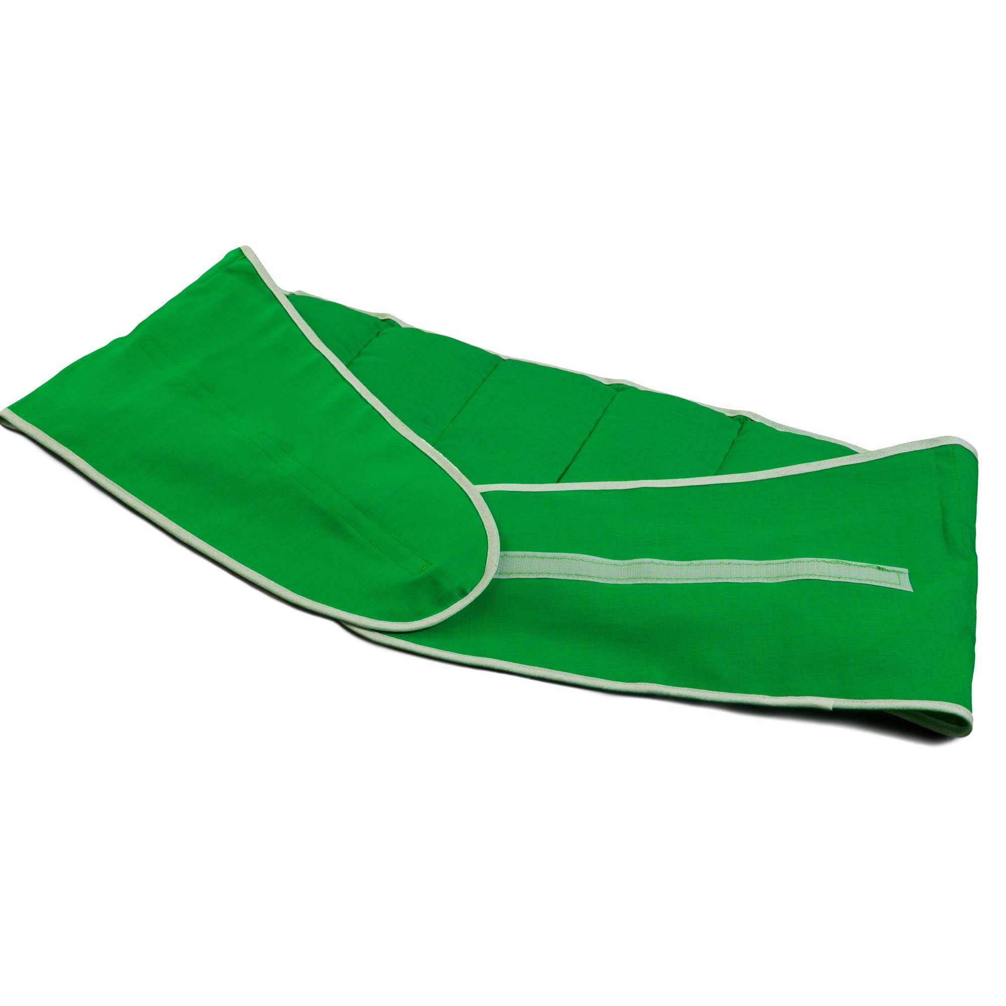 Ceinture lombaire chauffante aux graines de colza, longueur environ 135cm. Coussin thermique aux graines XXL (compartimenté en sept avec fermeture à bande auto-agrippante, vert clair