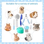 VCZONE 8 Pcs Cat Brush Grooming Kits, Pet Self Cleaning Kit with Pet Nail Clipper and File, Flea Comb, Pet Shampoo Bath Brush, Pet Shedding Brush, Silicone Toothbrush (Blue)