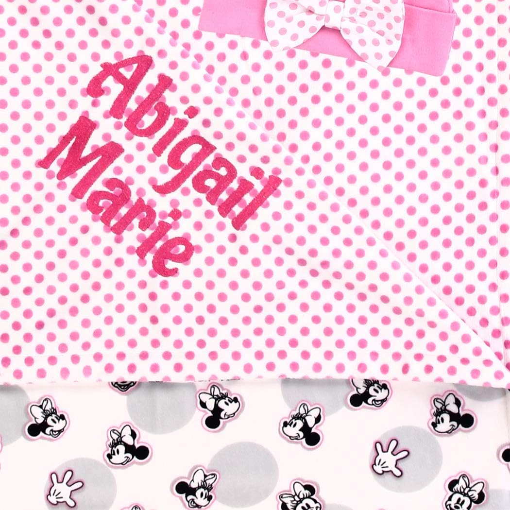 Personalized Disney Minnie Mouse Baby Blanket with Hat