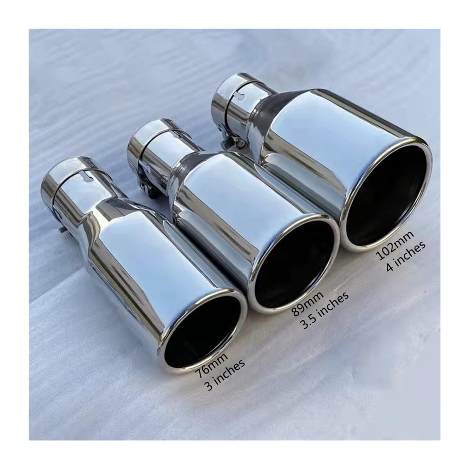 Car Silencer Stal nierdzewna pojedyncza płaska krawędź uniwersalny tłumik tylna rura wydechowa modyfikacja samochodu 2022 2023 h7(63MM IN-89MM OUT)