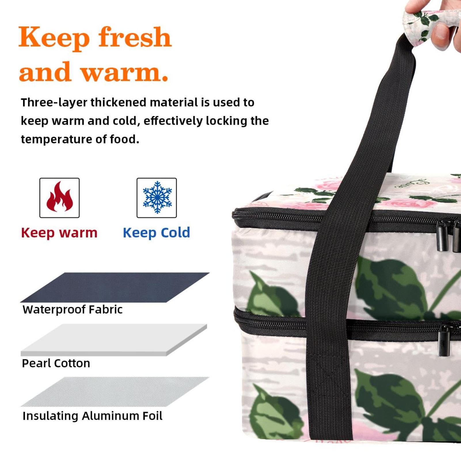 Grand sac à déjeuner isotherme pour homme et femme, double couche, étanche, étanche, réutilisable, sac fourre-tout pour le travail, l'école, le pique-nique, la plage, le camping, les voyages,