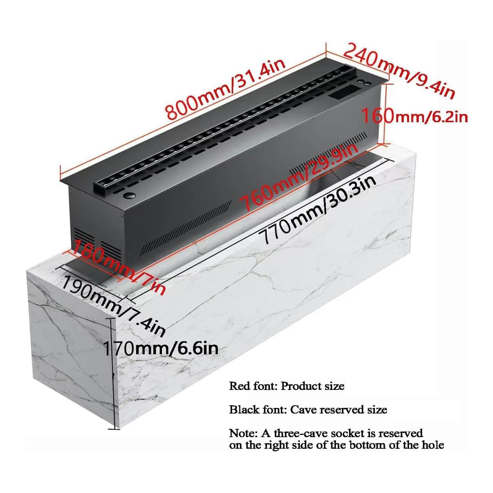 SenhE Insert de Cheminée Électrique 3D à Vapeur d'eau, Cheminée Électrique, Design Ultra Mince 3 mm, Surface Brossée Inoxydable sans Chauffage, Décoration Murale