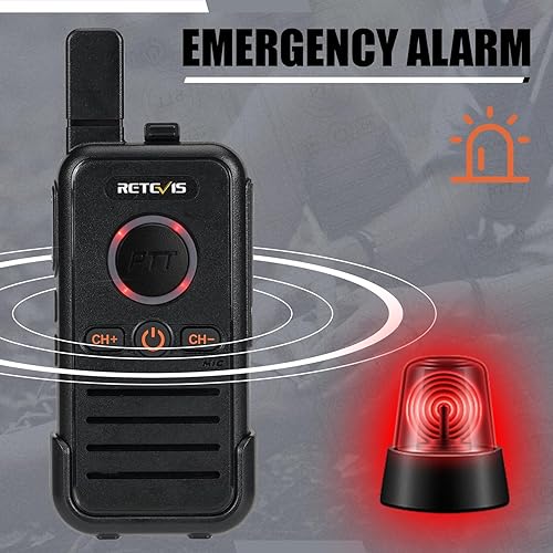 Miniatura 6 de Retevis RB45 Walkie Talkies - Paquete de 8 unidades, radio bidireccional recargable de largo alcance, doble PTT, indicador, sonido fuerte, mini