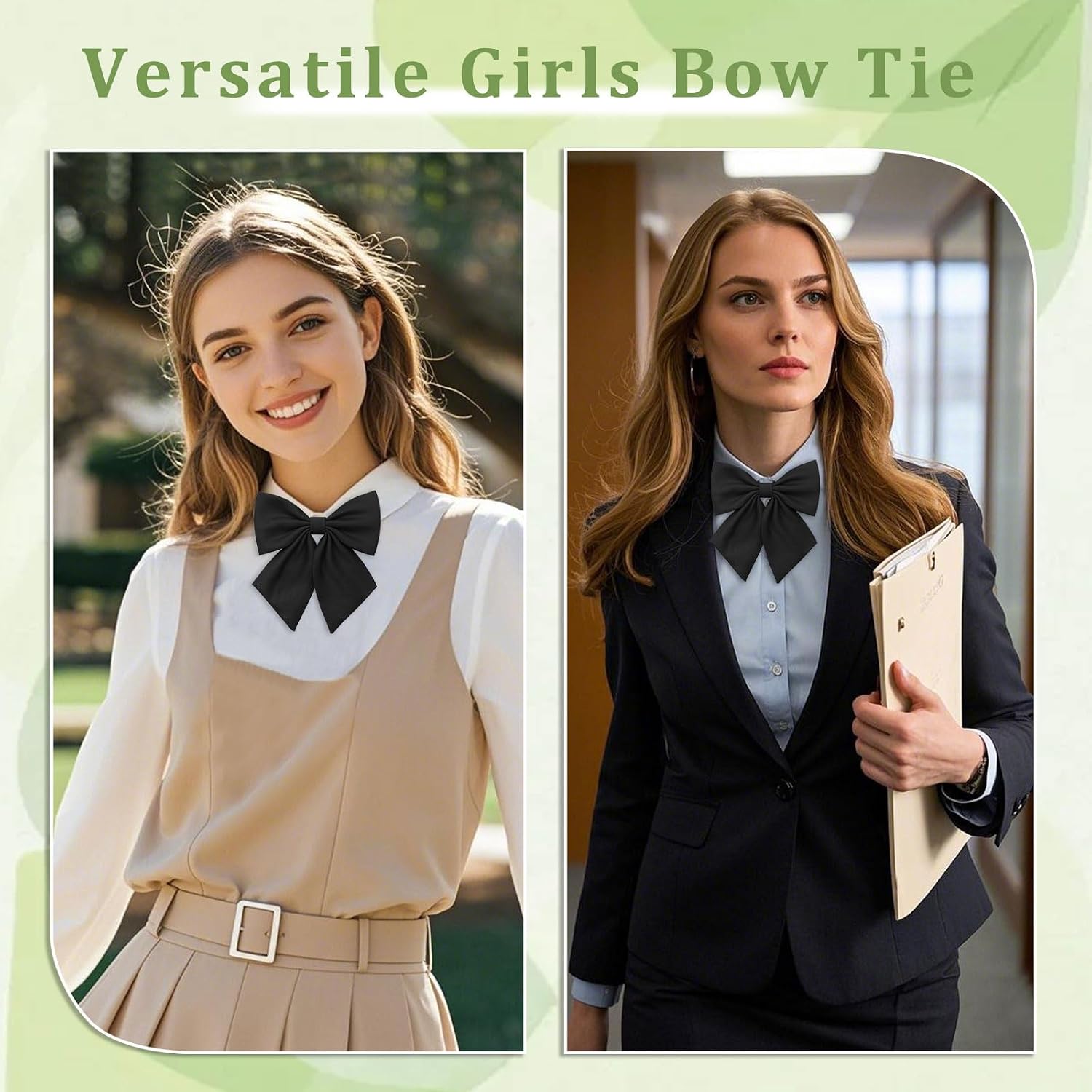 Solid Color Bow Tie for Women, Adjustable Pre-tied Women Bow Tie, | Classic style bow tie, pre-tied design, lightweight polyester, perfect for suit dress shirt