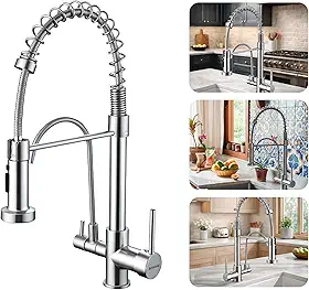 Torneira Misturador Monocomando Gourmet de Cozinha Bancada Pia Flexível Água Quente, Fria e Filtrada 3 em 1 Cromada Prata Brinovar