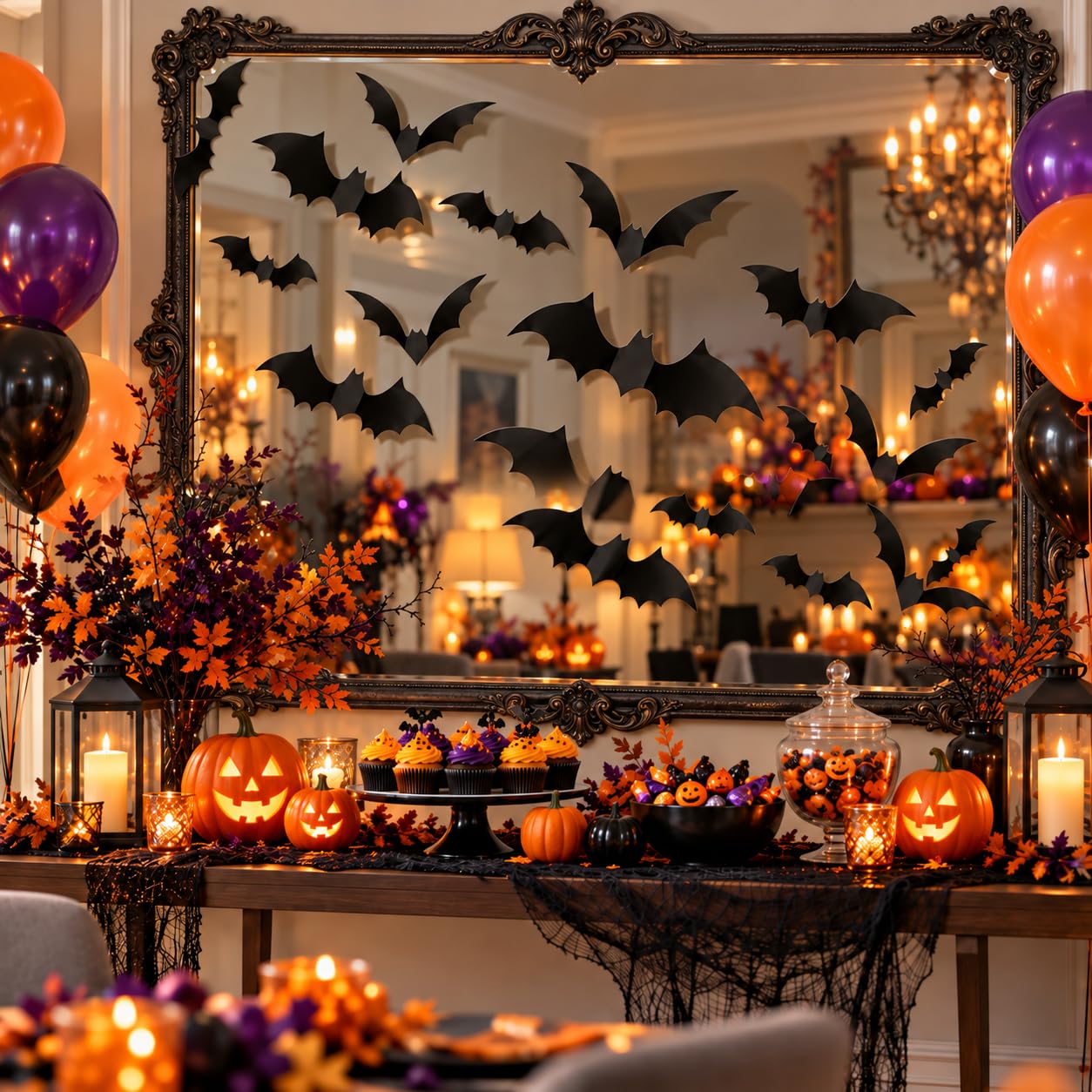 Halloween Bat Wall Stickers - Spooky Decor -3 Halloween Bat Wall Stickers - Spooky Decor -3