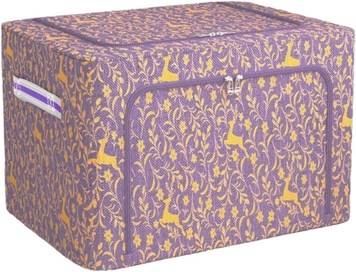 Storage Bins Collapsible Organizers for Clothing with Handle Storage BagContainer Bin for Bedding Pillow Storage Container(Purple,66L)