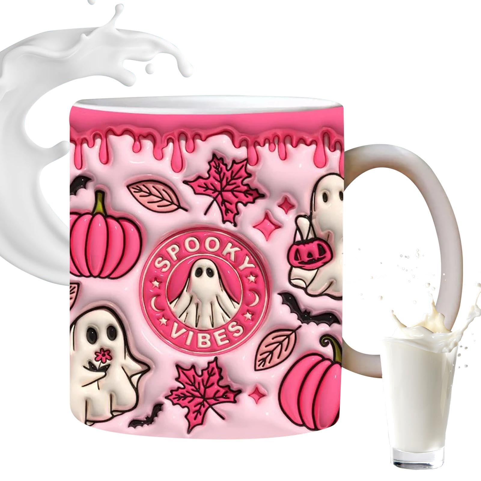 Tazza Halloween Fantasma 440 Ml In Ceramica - Design 3D, Regalo Per Adulti E Bambini