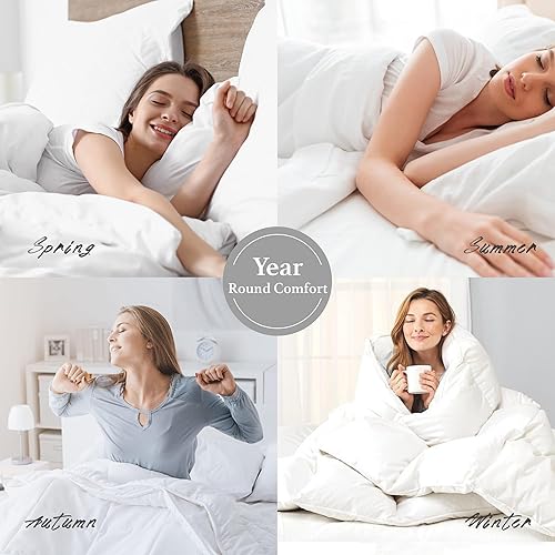 Miniatura 9 de Juego de edredón alternativo de plumón blanco tamaño Queen para todas las estaciones, reversible, ligera y transpirable, ultra suave y acogedor,