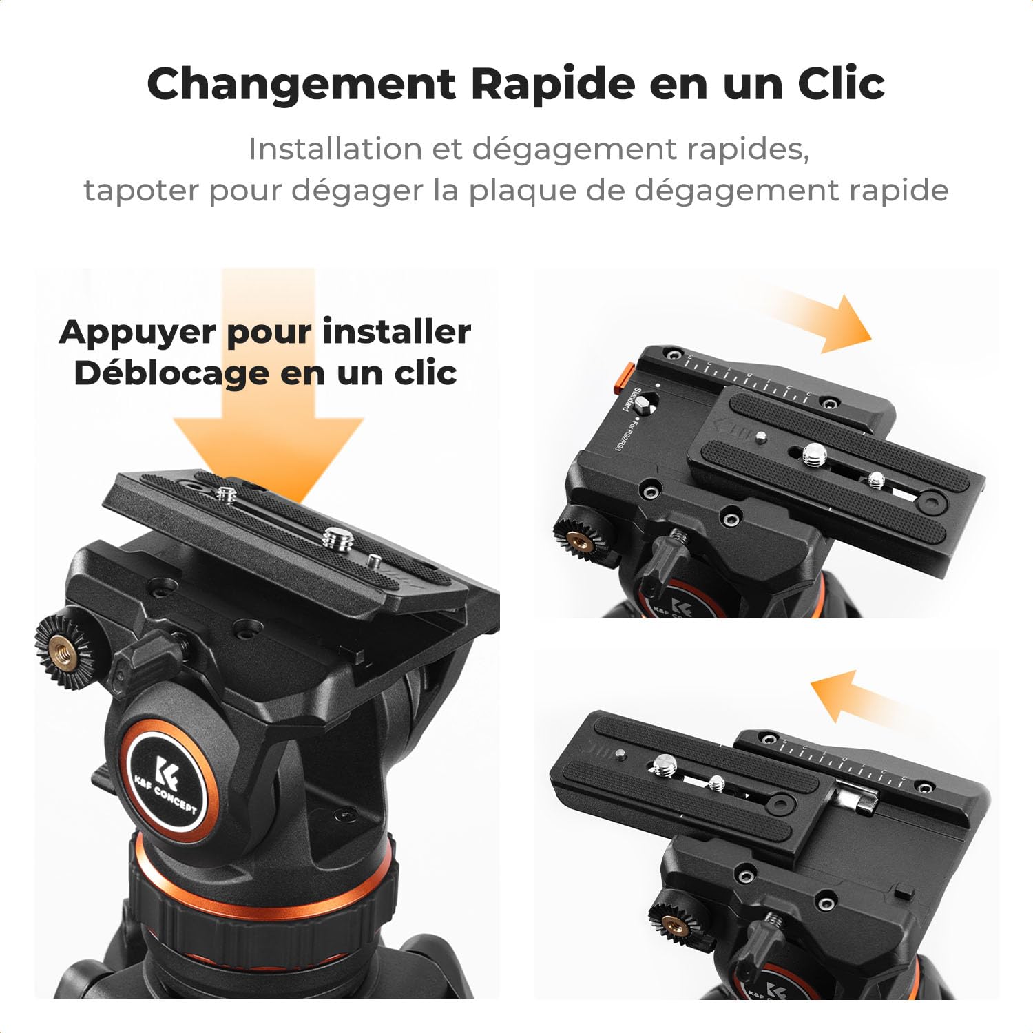 K&F Concept Tête Fluide Professionnelle Légère pour Vidéo