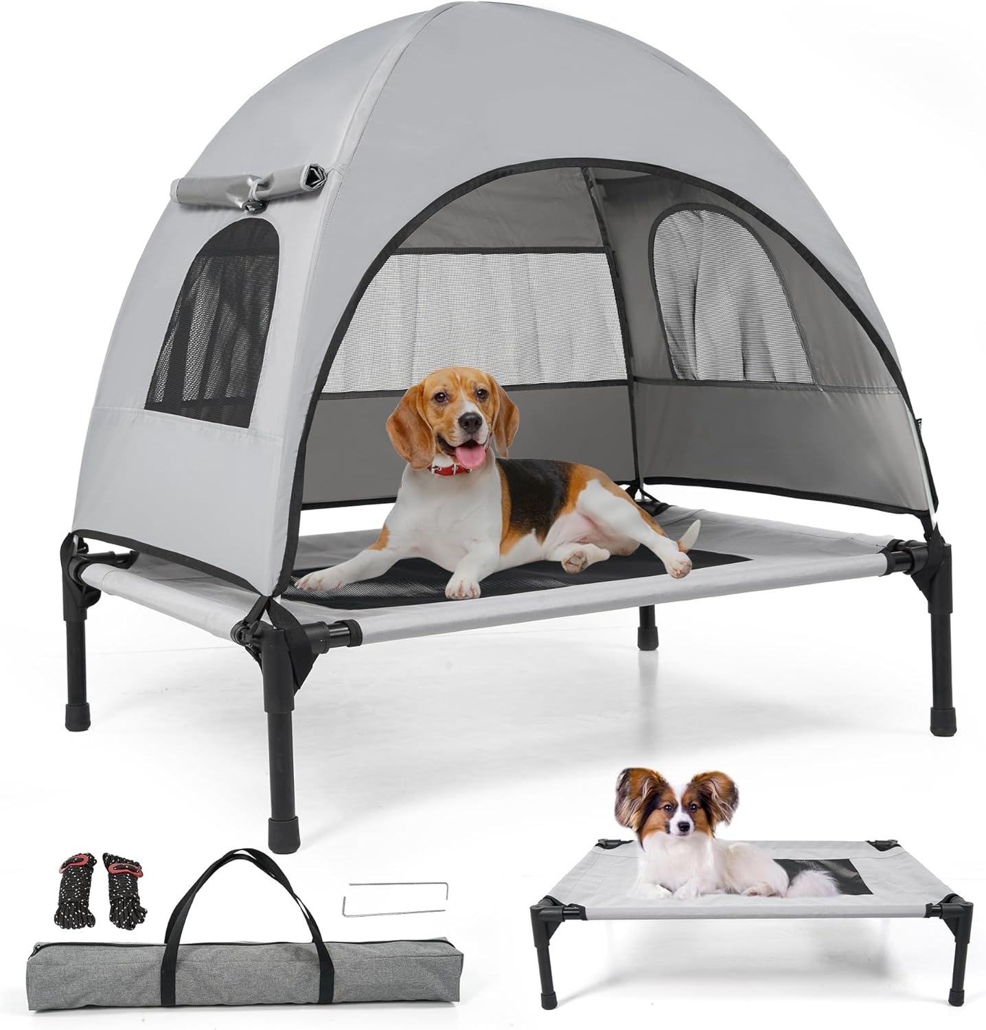 Elevated Canopy Dog Bed – Off-Ground Cooling Cot for Camping Elevated Canopy Dog Bed – Off-Ground Cooling Cot for Camping
