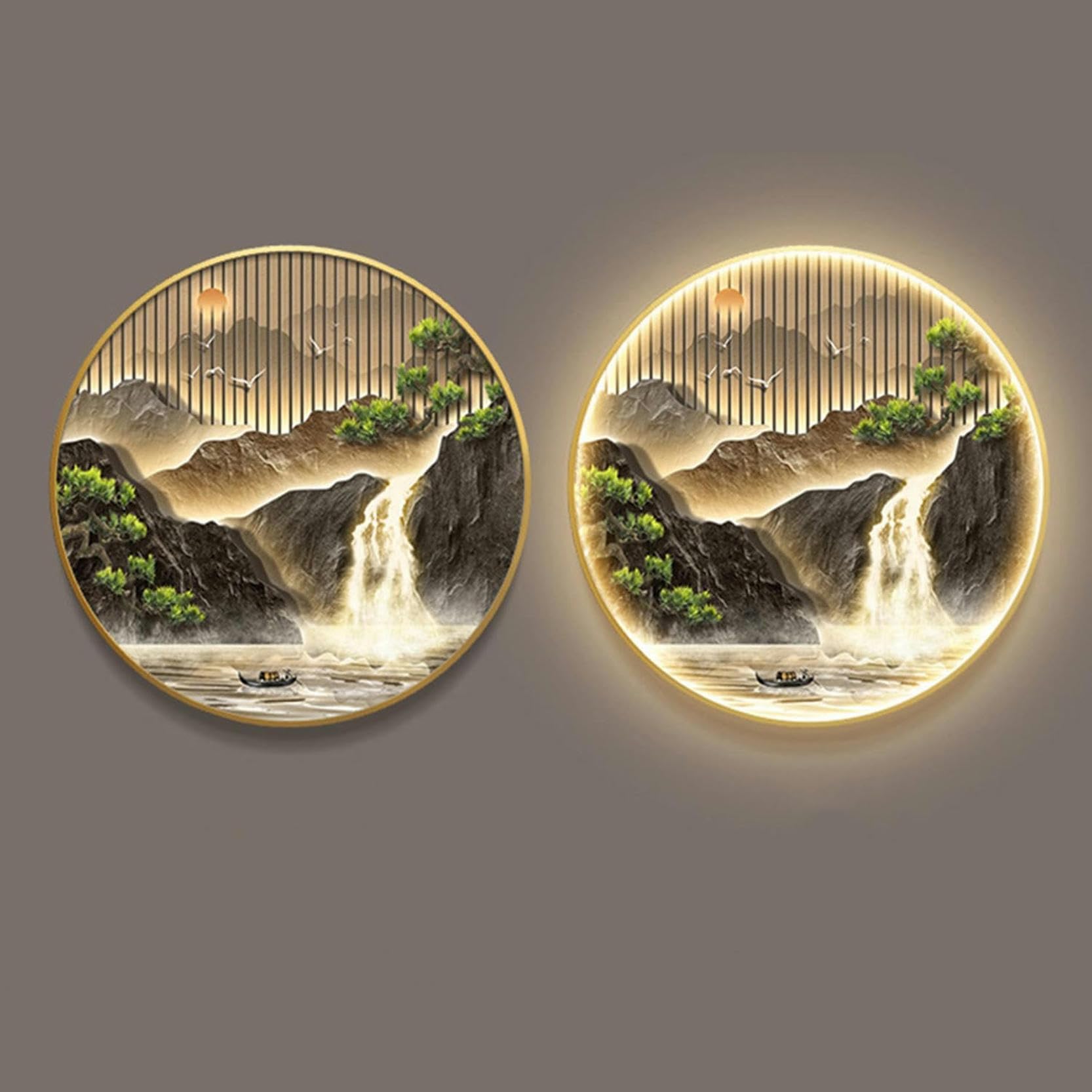 Decoración de Pared LED Arte de Pared Decoración con Control Remoto Esculturas de Pared 3D Pintura Arte de Pared Colgante con luz LED Esculturas de Pared de Entrada Regulables Pintura