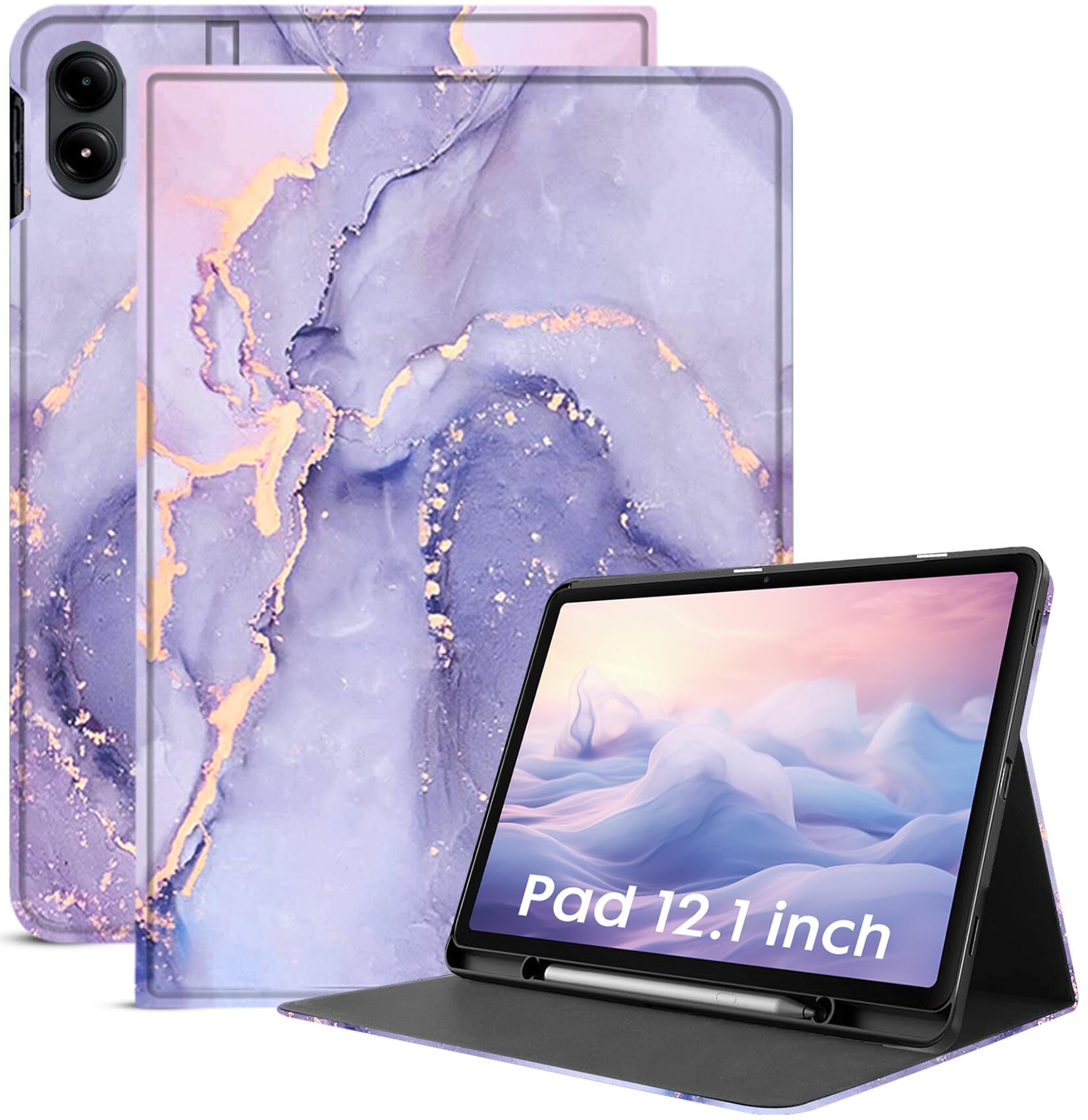 Robustrion Cover for Poco Pad 12.1 Cover Case, Folio Flip Cover with Pencil Holder for Poco Pad 5G Tablet 12.1 inch [ Auto Sleep Wake Support] - Marble Lilac (B0D9XXNFLW) Amazon Price History, Amazon Price Tracker
