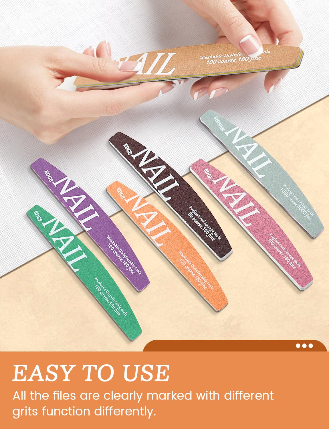 Lime à ongles et polissoir, lot de 12 limes à ongles et blocs polissoirs pour ongles naturels, ongles en acrylique et en gel