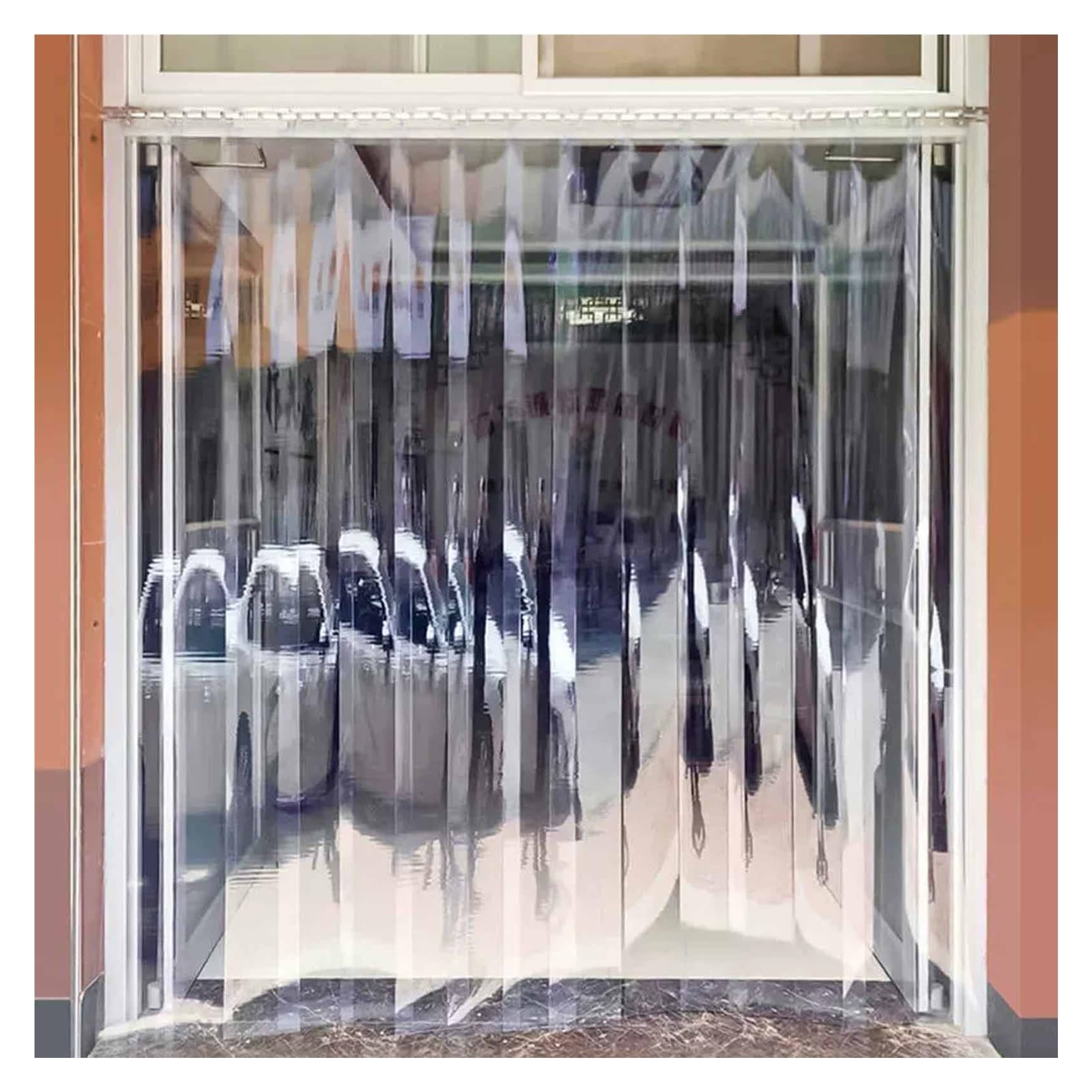 Rideau À Lanières Transparentes en PVC, 1,3mm/0,05" Plastique pour Porte de Chambre Froide, Rideaux Imperméables Isolation Thermique(1.5x3m/4.9x9.8ft)