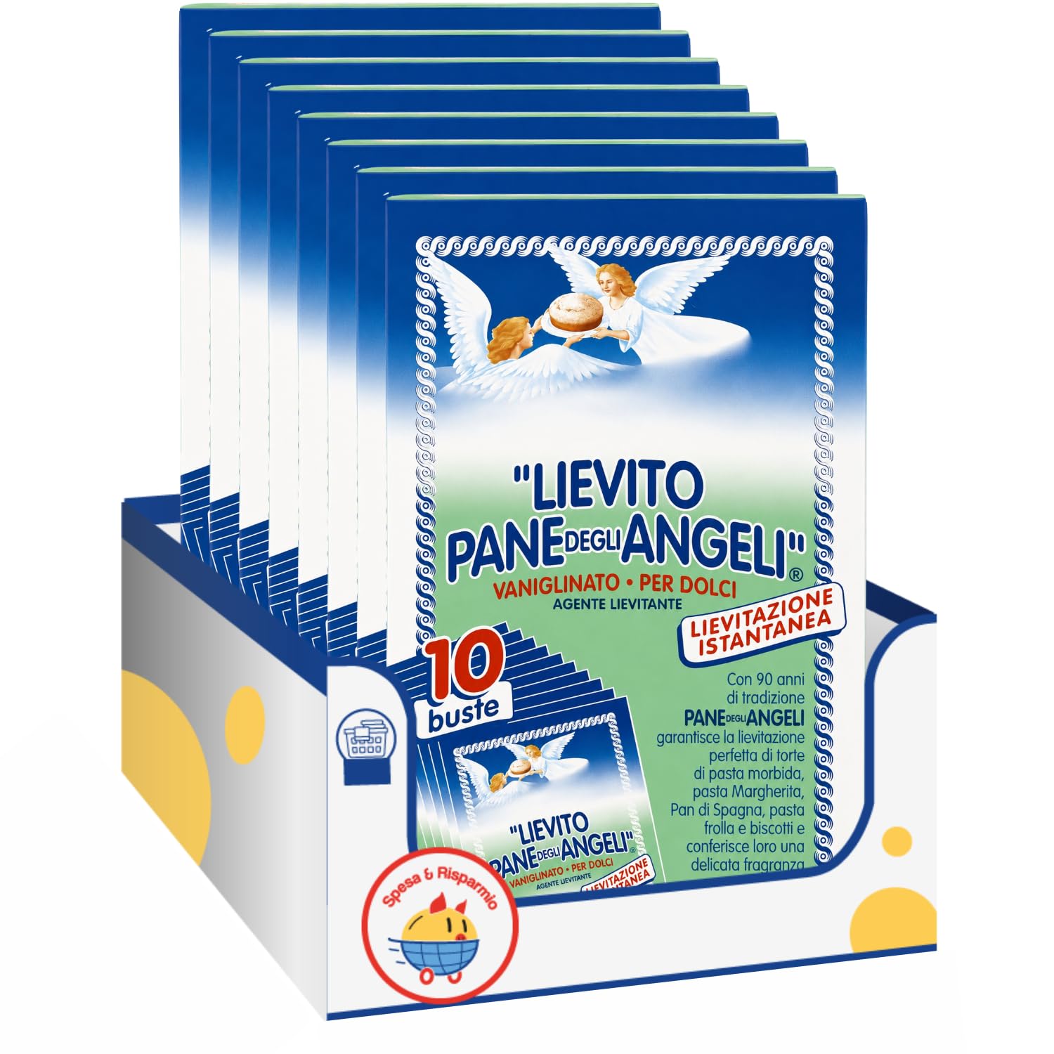 Lievito per Dolci Vanigliato Istantaneo – Agente Lievitante per Torte, Biscotti e Pan di Spagna – 160 g (10 Buste da 16 g) – Variazioni 4/8/12 Pezzi (12 pezzi)