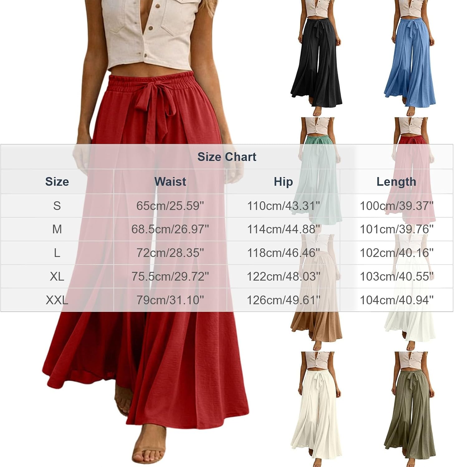 Womens Pleated Wide Leg Pants High Waisted Loose Fit Flowy Trousers Dressy Trendy Casual Beach Vacation Bottoms