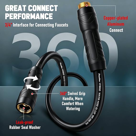 Garden Hose 6ft x 5/8, NON-EXPANDABLE Heavy Duty Premium Flexible Hose