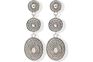 Aretes Vaqueros para Mujer - Western Outfit Oval Silver Earrings