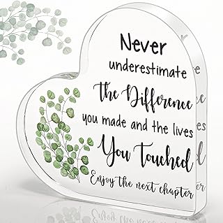 Coworker Leaving Gifts for Women Men, Retirement Farewell Gift, Coworkers Boss Leader Going Away Gifts, New Job Gift, Office Desk Decoration Heart Shape Acrylic Sign Gift