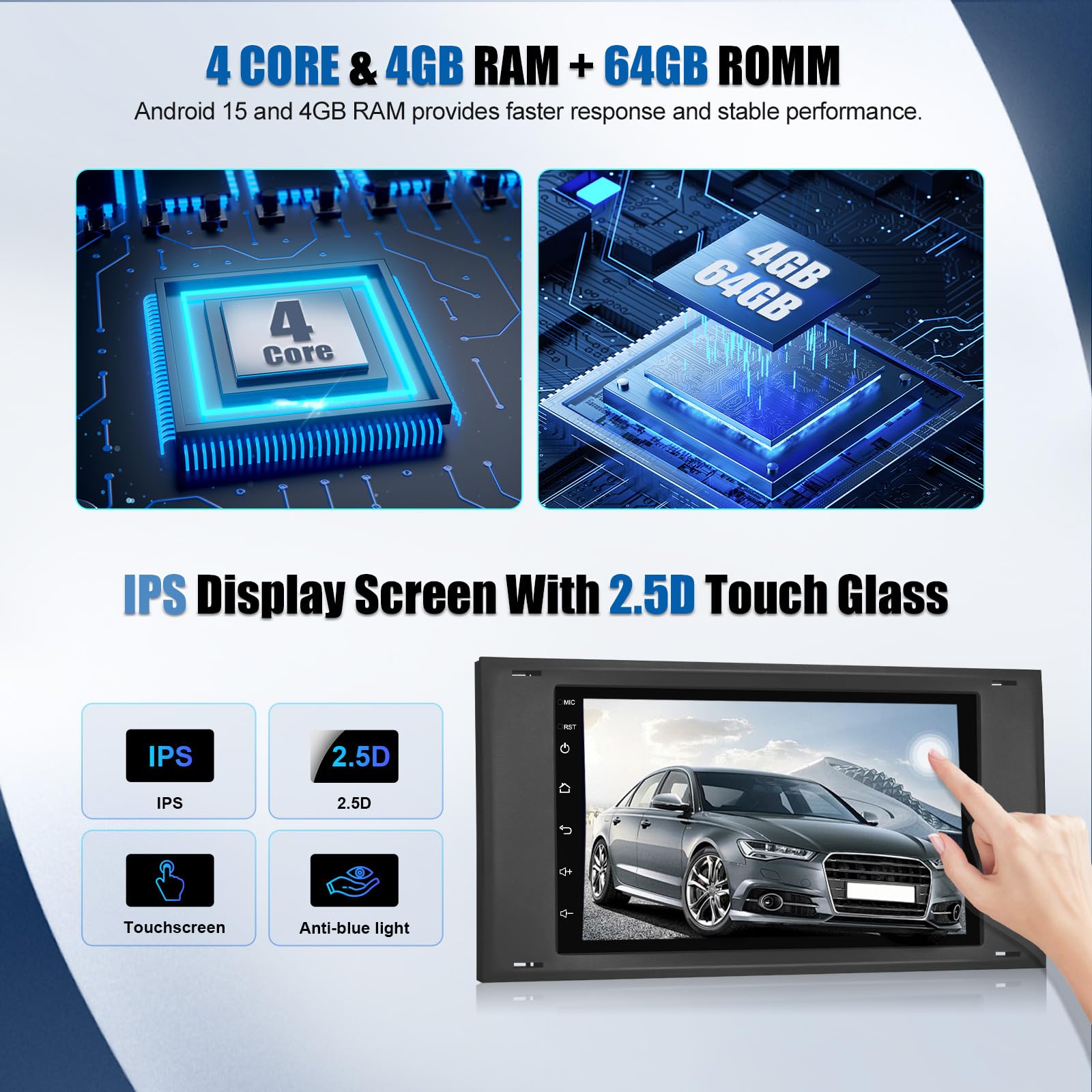 SIXWIN 4+64 GB Android 15 Autorradio para Ford C-MAX/Galaxy Mk2/Connect Mk1/Fiesta/S-Max con CarPlay/Android Auto, Pantalla Táctil de 7'' con WiFi, GPS, Bluetooth 5.0, Radio FM RDS, 32EQ+Cámara