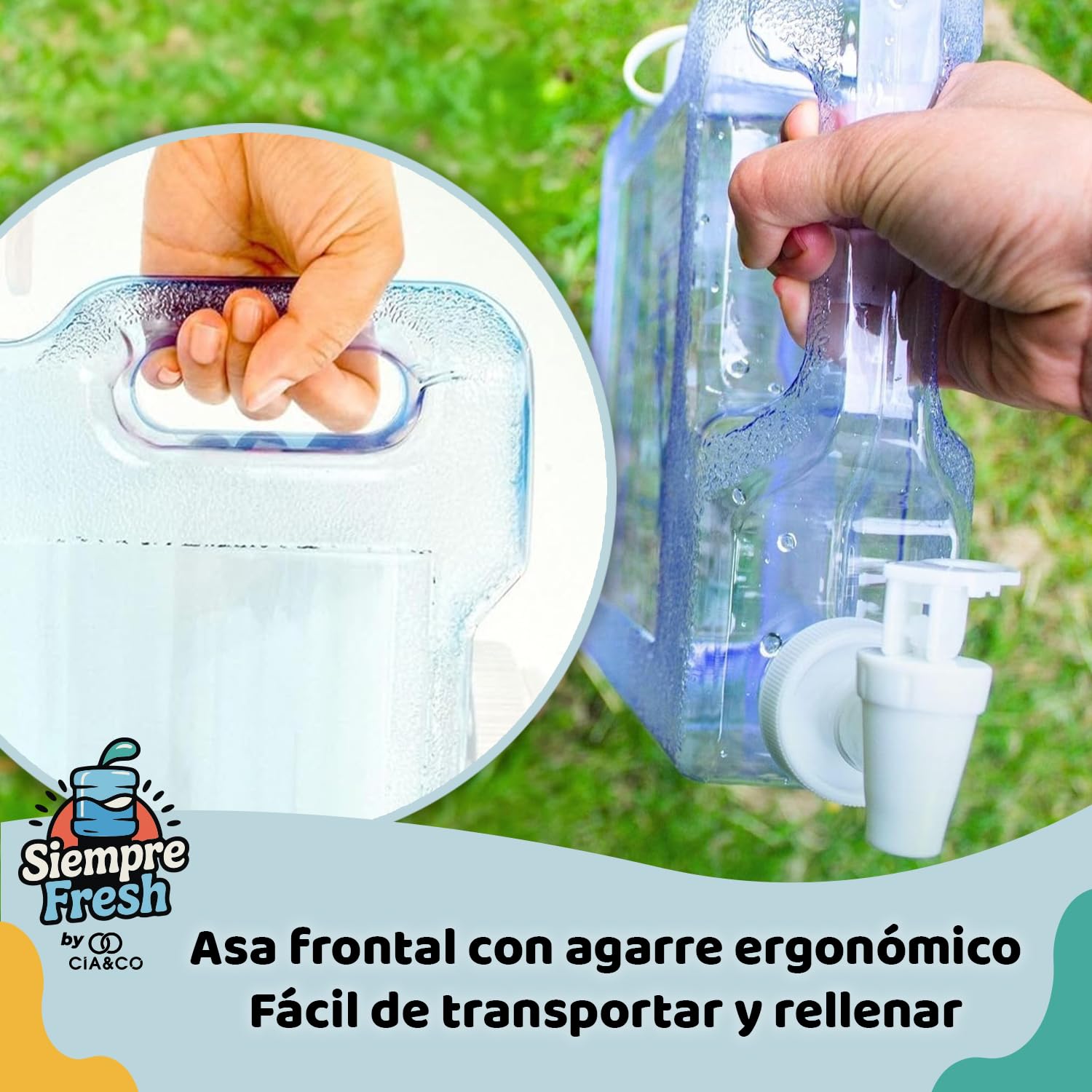 Cia&Co Distributeur d'eau froide pour réfrigérateur 5,6 l Bidon compact 33,5 x 21 x 12,5 cm