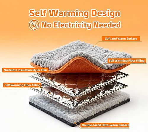 Miniatura 2 de Cama para gatos autocalentable, de 31.5 x 23.6 pulgadas, ultra suave, autocalentable, refleja el calor corporal, lavable, alfombrilla térmica no