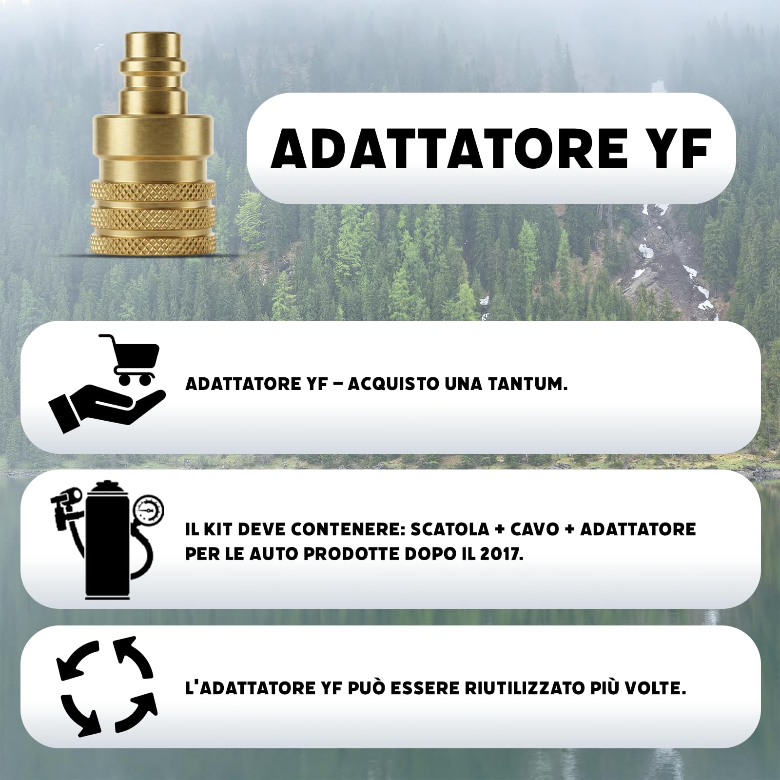 Nordo - Kit climatizzatore R1234yf – 1x 3in1 + 2x refrigerante 5in1 in bombole con olio, sigillante, colorante UV e disidratante – con tubo e adattatore YF