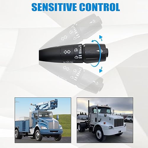 Miniatura 5 de XQSMWF Interruptor de señal de giro con 8 cables, color negro, compatible con Peterbilt y Kenworth #P271067 P27-1067 P27-6221 TRW480791 20548AA