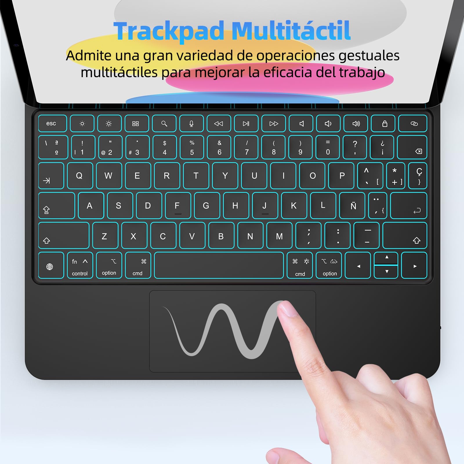 Bettdow Teclado para iPad 10 Generación 10,9" 2022/11 Generación A16 11" 2025, Español Ñ Diseño Magnético Flotante Teclado con Trackpad y Retroiluminado, Negro
