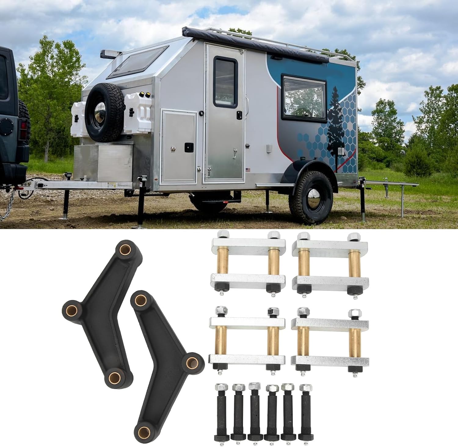 Trailer Suspension Kit, Heavy Duty Metal Axle Spring Suspension Rebuild Set, Truck Spring Suspension Rebuild Kit for Wide Tandem Axle K71 359 00 (3.125in)