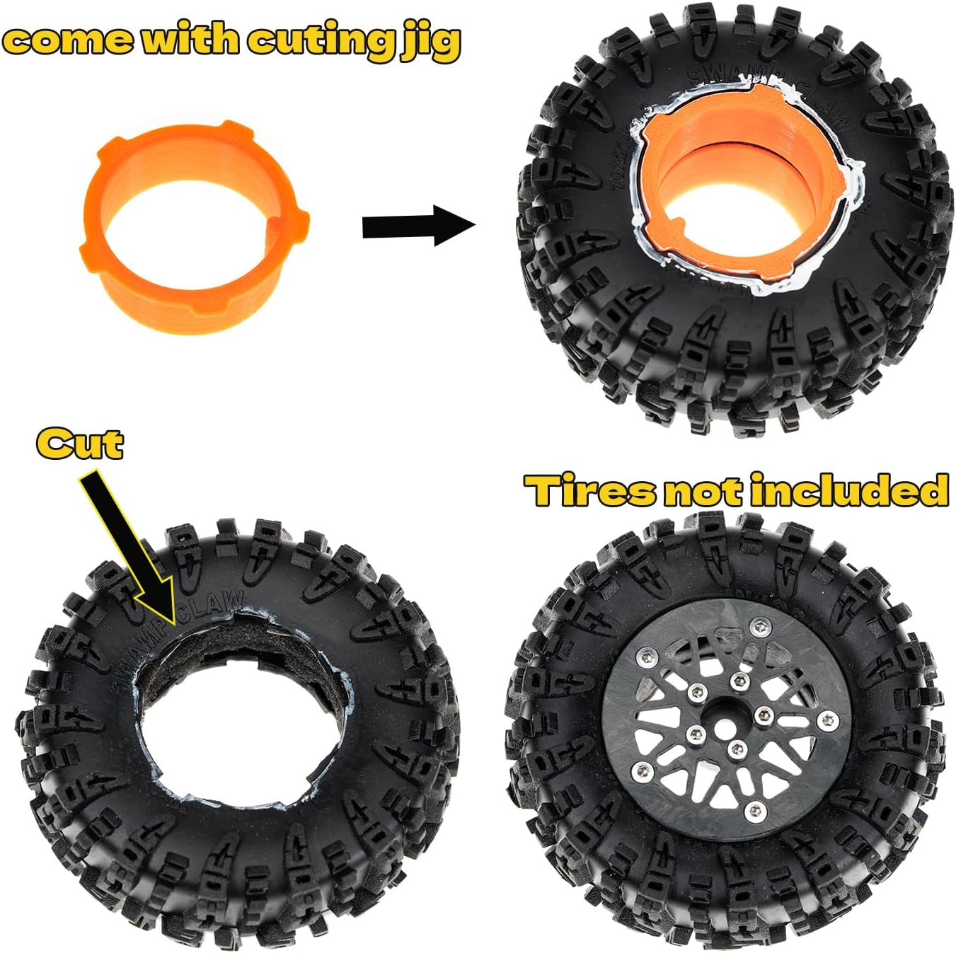 1.6" (40.6mm) Super Wheels, Carbon fibre Beadlock Wheel fit for SCX24 TRX4M FCX24 FCX24M CR18P 1/24 1/18 RC Crawlers Upgrade, Style B, Forged