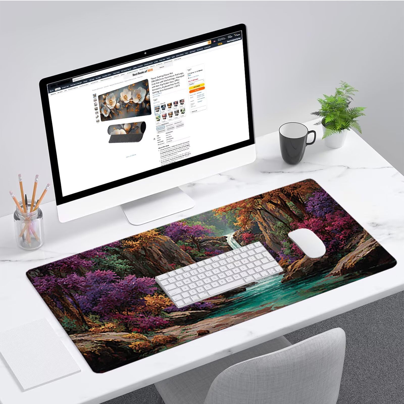 Pflanzs Gamingowa podkładka pod mysz 1600 x 800 x 3 mm, podkładka pod mysz XXL ze zszytymi krawędziami, akcesoria gamingowe, poprawia precyzję i prędkość, podkładka pod mysz, duża do komputera, biura