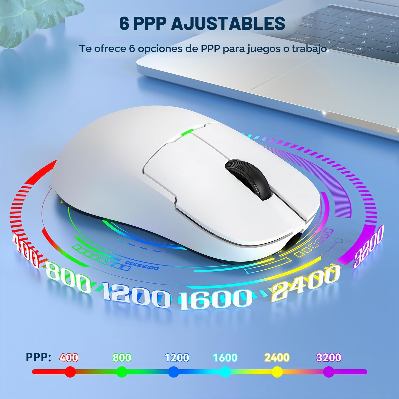 MAGIC-REFINER X AJAZZ Ratón Inalámbrico para Juegos AJ159P Superlight con Base De Carga Magnética RGB, 2.4G/USB-C, Sensor PAW3395, 26000DPI, 6 Botones Programables, Batería De 200 Horas para PC/Mac
