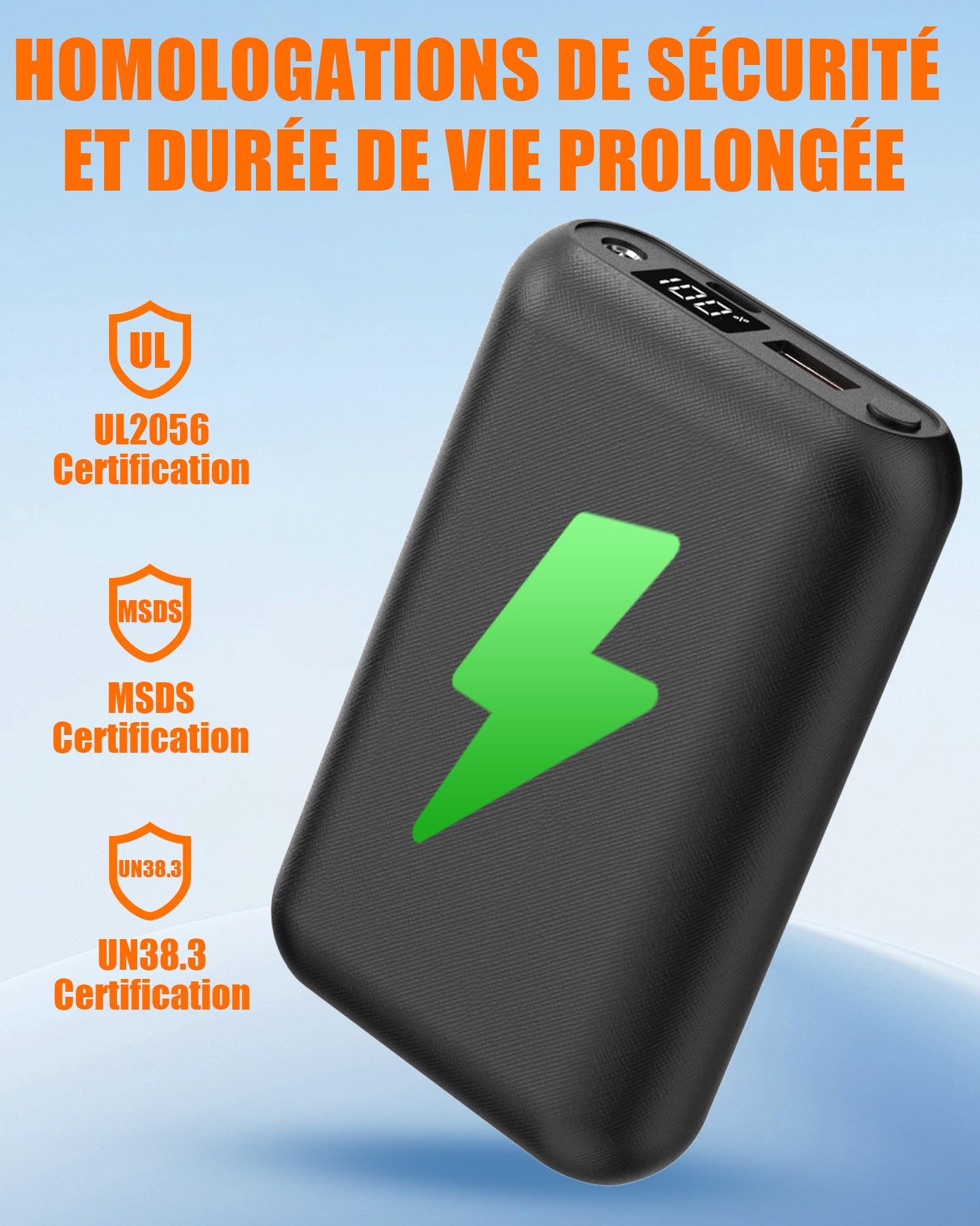 7,4 V DC 20000 mAh Batteria per Gilet Riscaldato – Power Bank di Ricambio per Giacca, Cappotto, Pantaloni e Biancheria intima Riscaldati