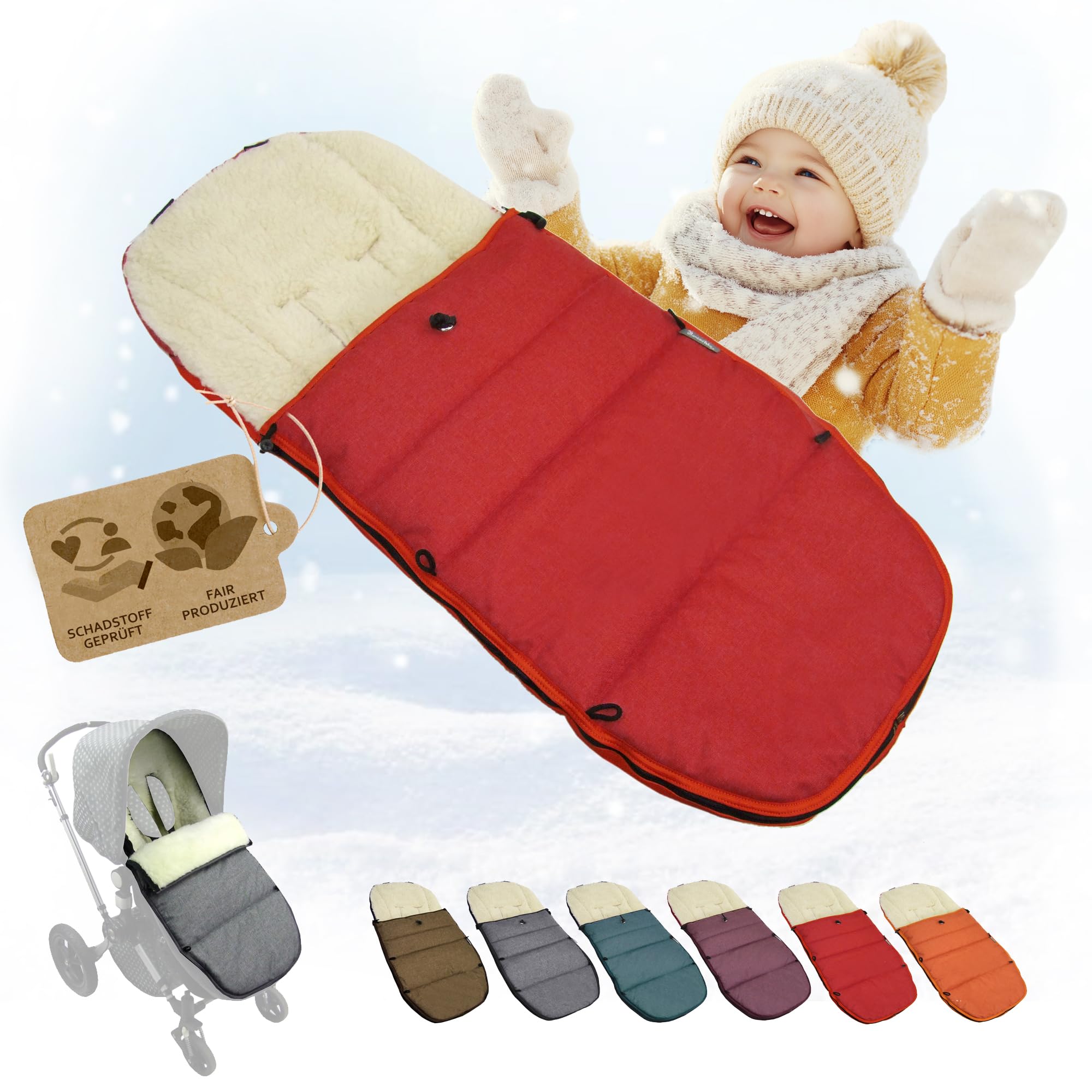 Chancelière d'hiver - Compatible avec les modèles de poussettes Bugaboo - En polaire thermique réglable - Rouge