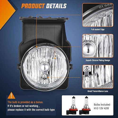 Miniatura 2 de Nilight Conjunto de luces antiniebla compatible con GMC Sierra 1500 1500HD 2500 2500HD 2500HD 3500 2007 GMC Sierra Classic modelo 2003 2004 2007 GMC