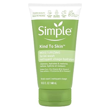 Simple Kind to Skin Face Wash Cleanser for All Skin Types Moisturizing Cleanses and Hydrates 5 oz