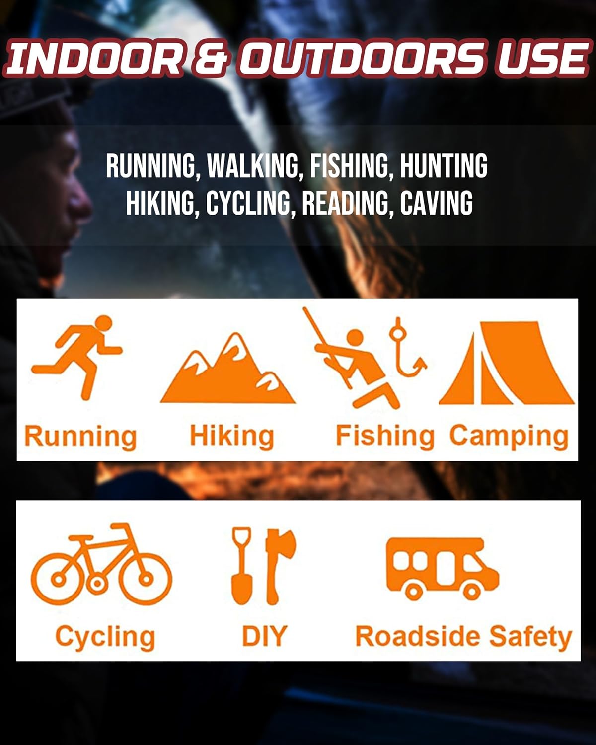 Lichamp Camping Headlamp Flashlight 4 Pack, Outdoor Battery Powered Head Lamp Gear for Running, Reading, Hiking, Walking, Climbing, Fishing, Hunting, Jogging, Headlight Multipack for Adults, Kids
