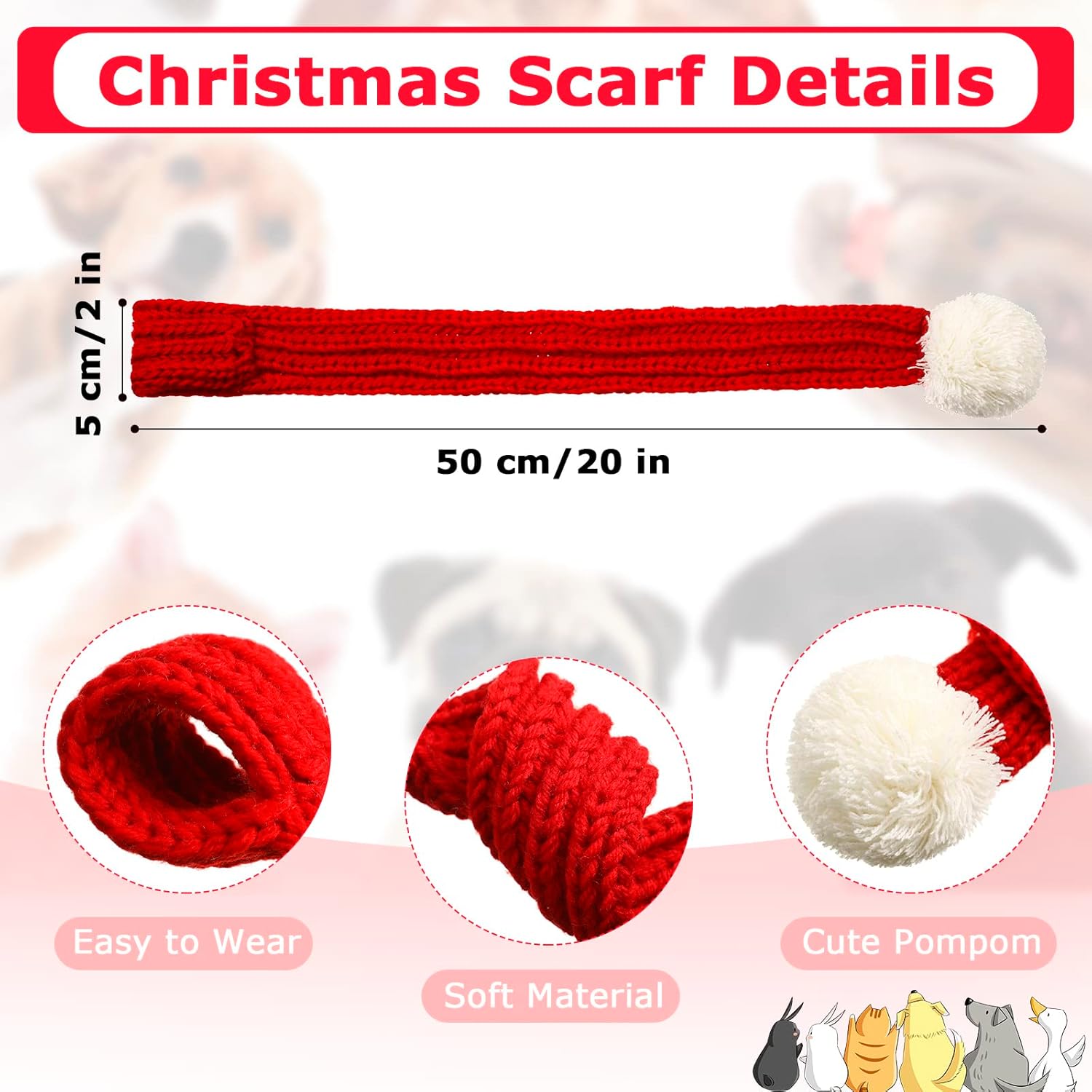 6 Pcs Christmas Dog Costume Set, 3 Dog Elk Reindeer Antlers Headbands and 3 Scarfs Xmas Pet Reindeer Costume Accessories