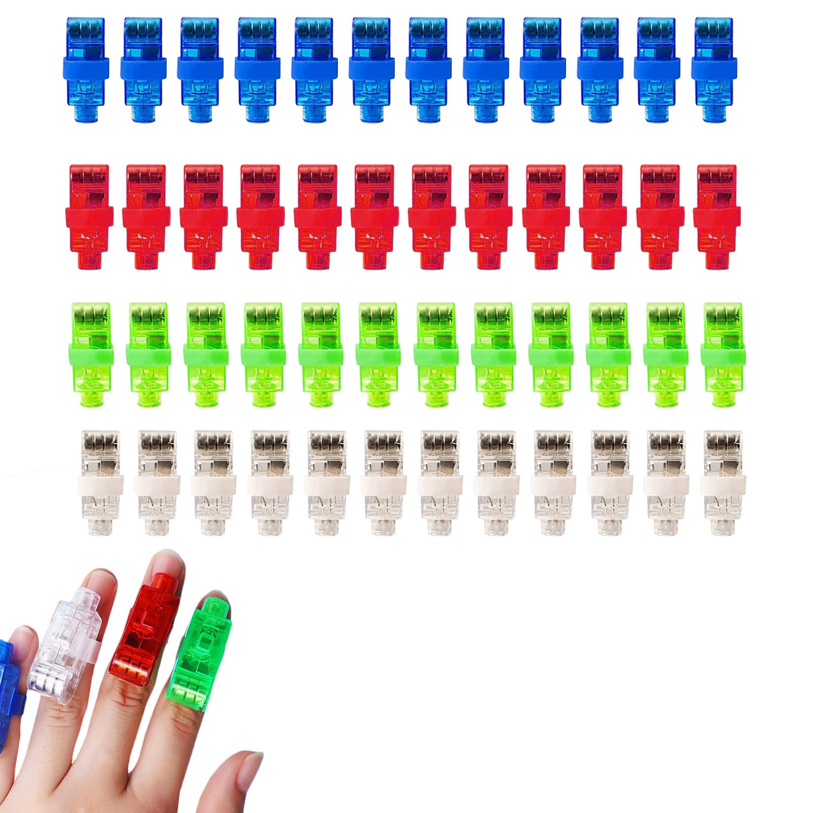 Anelli Luminosi LED 24 Pezzi - Luci Da Dito Per Feste, 4 Colori, Alimentazione A Batteria